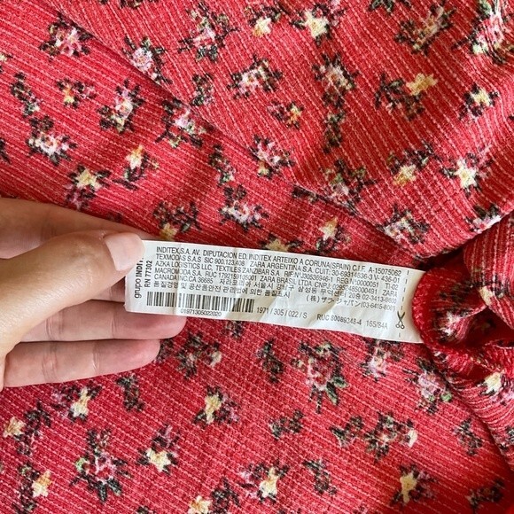 Zara Red Floral Print Skater Dress S 1971305022 Spring Summer Casual Cool - Picture 7 of 7